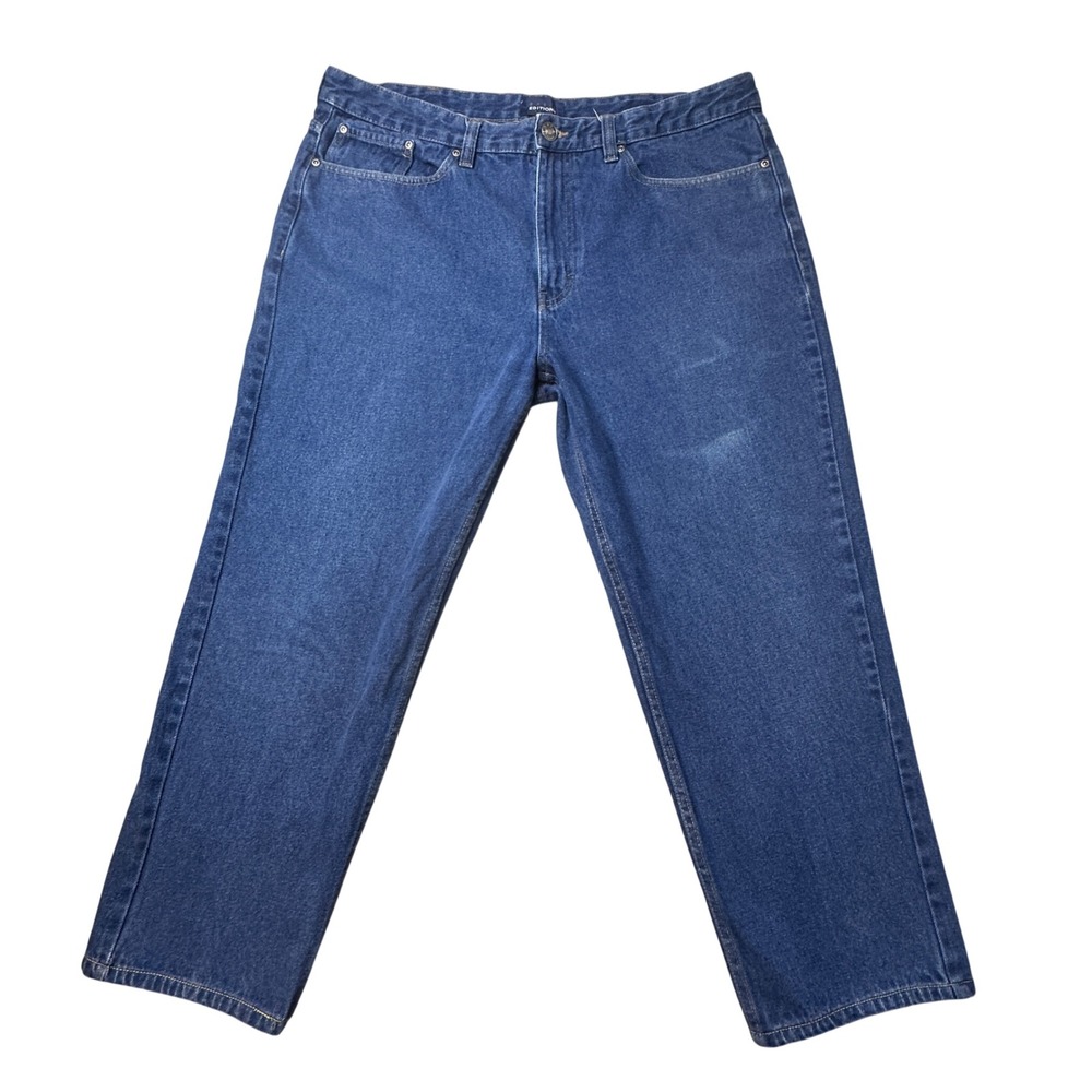 VTG Basic Editions Jeans Mens 38x26 Blue Denim Straight Leg Faded Kmart Sears